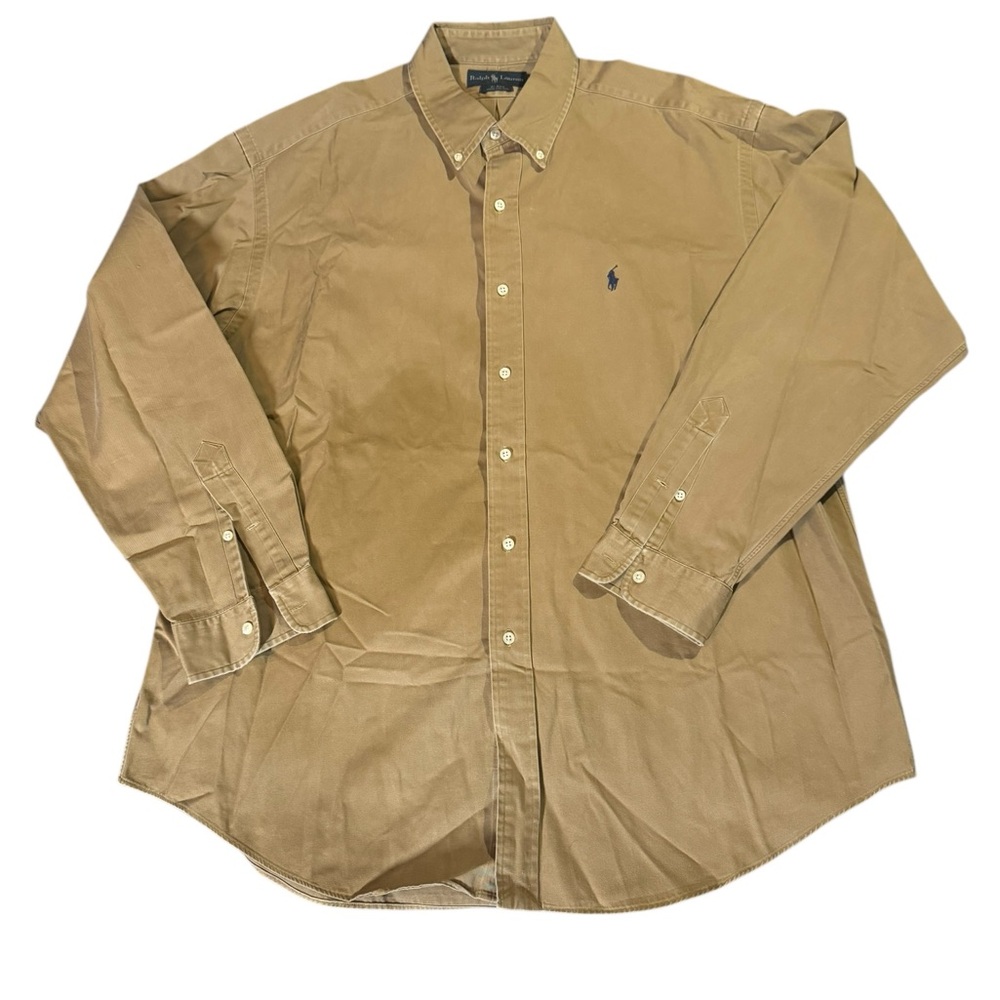 Men's Tan Polo Button-Down Shirt